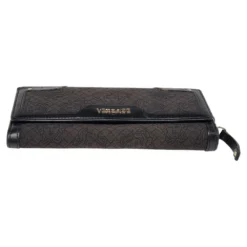 Versace Black Monogram Canvas And Leather Wallet On Chain For Women -Versace Official Website luxury women versace used handbags p496233 001