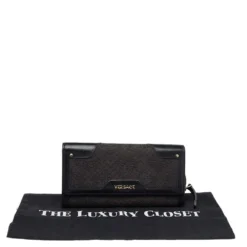 Versace Black Monogram Canvas And Leather Wallet On Chain For Women -Versace Official Website luxury women versace used handbags p496233 011