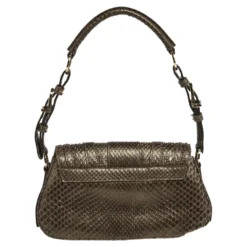 Versace Brown Python Small Flap Shoulder Bag For Women -Versace Official Website luxury women versace used handbags p497971 004