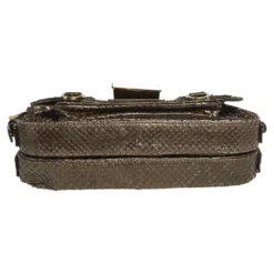 Versace Brown Python Small Flap Shoulder Bag For Women -Versace Official Website luxury women versace used handbags p497971 005