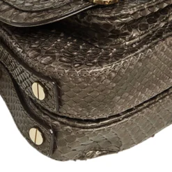 Versace Brown Python Small Flap Shoulder Bag For Women -Versace Official Website luxury women versace used handbags p497971 006