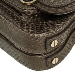 Versace Brown Python Small Flap Shoulder Bag For Women -Versace Official Website luxury women versace used handbags p497971 007