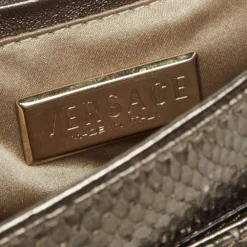 Versace Brown Python Small Flap Shoulder Bag For Women -Versace Official Website luxury women versace used handbags p497971 008