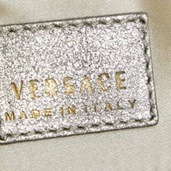 Versace Metallic Gold Leather Kiss Lock Chain Pochette For Women -Versace Official Website luxury women versace used handbags p498460 003