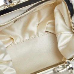 Versace Metallic Gold Leather Kiss Lock Chain Pochette For Women -Versace Official Website luxury women versace used handbags p498460 004