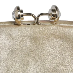 Versace Metallic Gold Leather Kiss Lock Chain Pochette For Women -Versace Official Website luxury women versace used handbags p498460 012