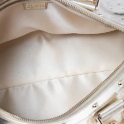 Versace Metallic Gold Ostrich Embossed Leather Snap Out Of It Satchel For Women -Versace Official Website luxury women versace used handbags p498631 008