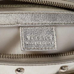 Versace Metallic Gold Ostrich Embossed Leather Snap Out Of It Satchel For Women -Versace Official Website luxury women versace used handbags p498631 009