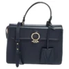 Versace Navy Blue/Orange Leather And Suede DV One Top Handle Bag For Women