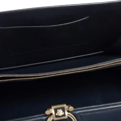 Versace Navy Blue/Orange Leather And Suede DV One Top Handle Bag For Women -Versace Official Website luxury women versace used handbags p498633 015