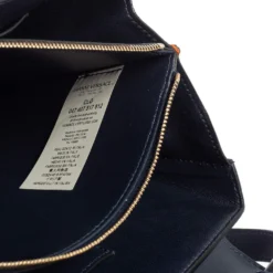 Versace Navy Blue/Orange Leather And Suede DV One Top Handle Bag For Women -Versace Official Website luxury women versace used handbags p498633 016