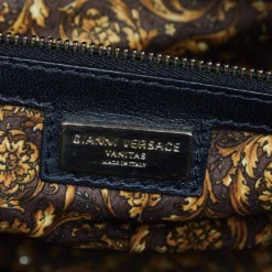 Versace Black Barocco Leather Altea Top Handle Bag For Women -Versace Official Website luxury women versace used handbags p499986 003