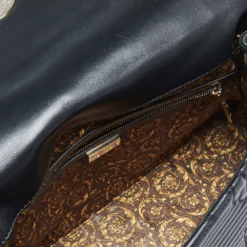 Versace Black Barocco Leather Altea Top Handle Bag For Women -Versace Official Website luxury women versace used handbags p499986 004