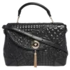 Versace Black Barocco Leather Altea Top Handle Bag For Women