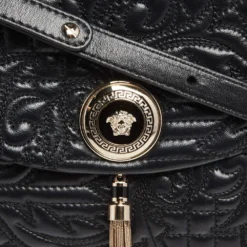 Versace Black Barocco Leather Altea Top Handle Bag For Women -Versace Official Website luxury women versace used handbags p499986 007