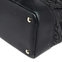 Versace Black Barocco Leather Altea Top Handle Bag For Women -Versace Official Website luxury women versace used handbags p499986 012