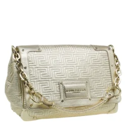 Versace Gold Embossed Leather Flap Shoulder Bag For Women 19 Versace Gold Embossed Leather Flap Shoulder Bag For Women -Versace Official Website luxury women versace used handbags p50037 0003