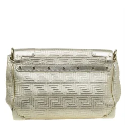 Versace Gold Embossed Leather Flap Shoulder Bag For Women 20 Versace Gold Embossed Leather Flap Shoulder Bag For Women -Versace Official Website luxury women versace used handbags p50037 0004