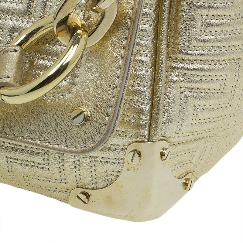 Versace Gold Embossed Leather Flap Shoulder Bag For Women 9 Versace Gold Embossed Leather Flap Shoulder Bag For Women - Image 9