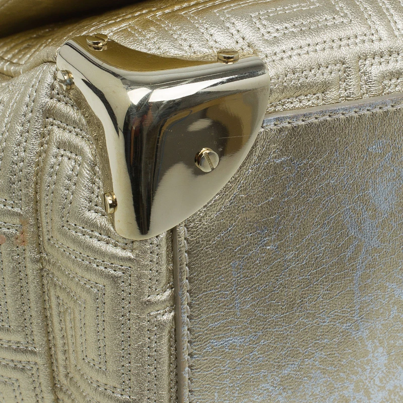 Versace Gold Embossed Leather Flap Shoulder Bag For Women 14 Versace Gold Embossed Leather Flap Shoulder Bag For Women - Image 14