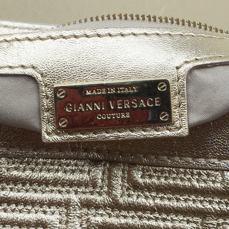 Versace Gold Embossed Leather Flap Shoulder Bag For Women 16 Versace Gold Embossed Leather Flap Shoulder Bag For Women - Image 16