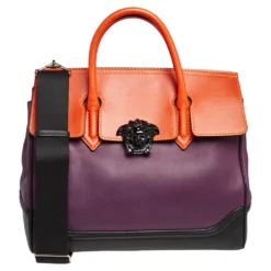 Versace Tri Color Leather Empire Palazzo Tote For Women
