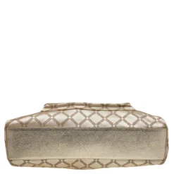 Versace Metallic Gold Signature Canvas And Leather Shoulder Bag For Women -Versace Official Website luxury women versace used handbags p505487 005