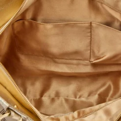 Versace Metallic Gold Signature Canvas And Leather Shoulder Bag For Women -Versace Official Website luxury women versace used handbags p505487 010