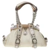 Versace White, Metallic Gold Snakeskin And Leather Medusa Satchel For Women