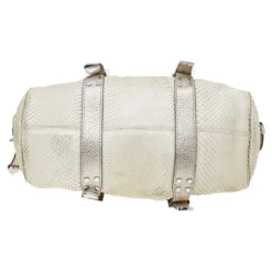 Versace White, Metallic Gold Snakeskin And Leather Medusa Satchel For Women -Versace Official Website luxury women versace used handbags p514347 009