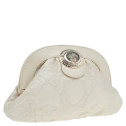 Versace Pearl Beige Leather Medusa Clutch For Women -Versace Official Website luxury women versace used handbags p514355 005