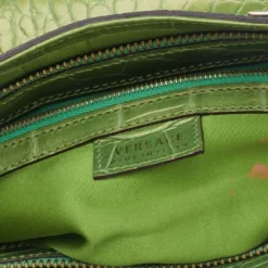 Versace Green Croc Embossed Leather Chain Clutch For Women -Versace Official Website luxury women versace used handbags p514385 010