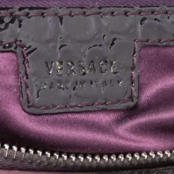 Versace Burgundy Patent Croc Embossed Leather Chain Satchel For Women -Versace Official Website luxury women versace used handbags p514438 011