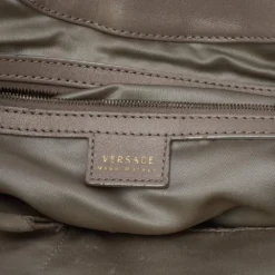 Versace Beige Perforated Leather Tassel Shoulder Bag For Women -Versace Official Website luxury women versace used handbags p514447 003