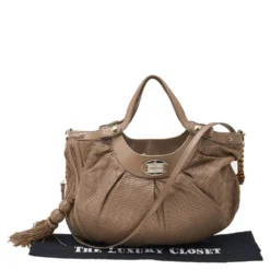 Versace Beige Perforated Leather Tassel Shoulder Bag For Women -Versace Official Website luxury women versace used handbags p514447 008