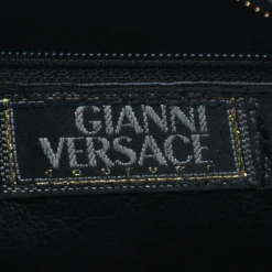 Gianni Versace Black Leather Vintage Studs Medusa Shoulder Bag For Women -Versace Official Website luxury women versace used handbags p51719 016