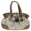 Versace Metallic Gold/Cream Signature Canvas And Leather Shoulder Bag For Women