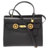 Versace Black Leather Icon Top Handle Bag For Women