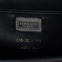Versace Black Leather Icon Top Handle Bag For Women -Versace Official Website luxury women versace used handbags p520881 011