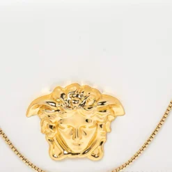 Versace White Leather Medusa Chain Clutch For Women -Versace Official Website luxury women versace used handbags p526433 001