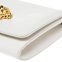 Versace White Leather Medusa Chain Clutch For Women -Versace Official Website luxury women versace used handbags p526433 002