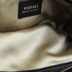 Versace Black Snakeskin Leather Shoulder Bag For Women -Versace Official Website luxury women versace used handbags p527904 003