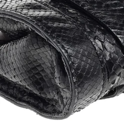 Versace Black Snakeskin Leather Shoulder Bag For Women -Versace Official Website luxury women versace used handbags p527904 005