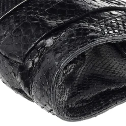 Versace Black Snakeskin Leather Shoulder Bag For Women -Versace Official Website luxury women versace used handbags p527904 006