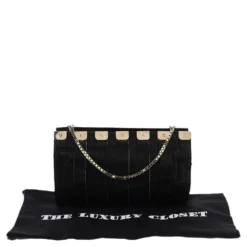 Versace Black Snakeskin Leather Shoulder Bag For Women -Versace Official Website luxury women versace used handbags p527904 009