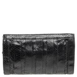 Versace Black Snakeskin Leather Shoulder Bag For Women -Versace Official Website luxury women versace used handbags p527904 011