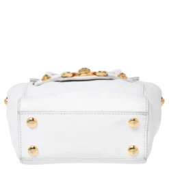 Versace White Leather Mini Signature Top Handle Bag For Women -Versace Official Website luxury women versace used handbags p534376 002