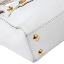 Versace White Leather Mini Signature Top Handle Bag For Women -Versace Official Website luxury women versace used handbags p534376 003