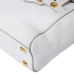 Versace White Leather Mini Signature Top Handle Bag For Women -Versace Official Website luxury women versace used handbags p534376 004