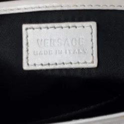 Versace White Leather Mini Signature Top Handle Bag For Women -Versace Official Website luxury women versace used handbags p534376 010